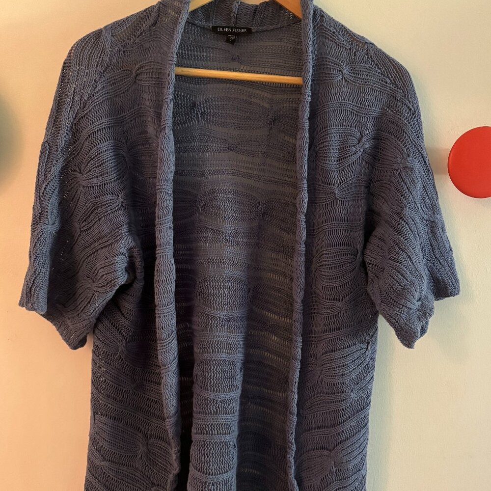 Eileen Fisher blue linen cardigan - perfect for summer!